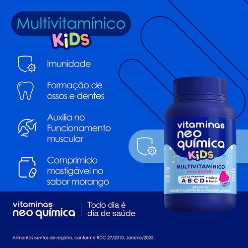 Multivitamínico Neo Química Kids Sem Açúcar 60 Comprimidos Mastigáveis