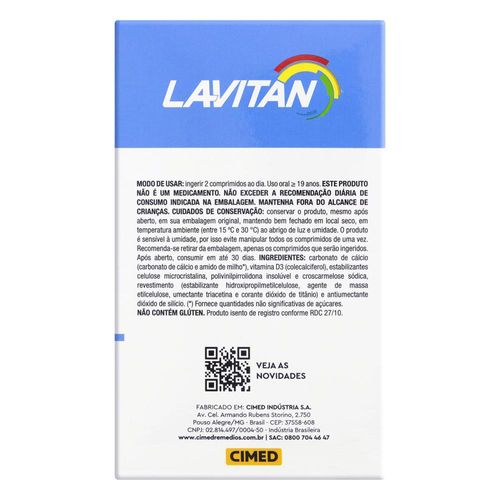 Lavitan Cálcio + Vitamina D 1000UI 60 Comprimidos