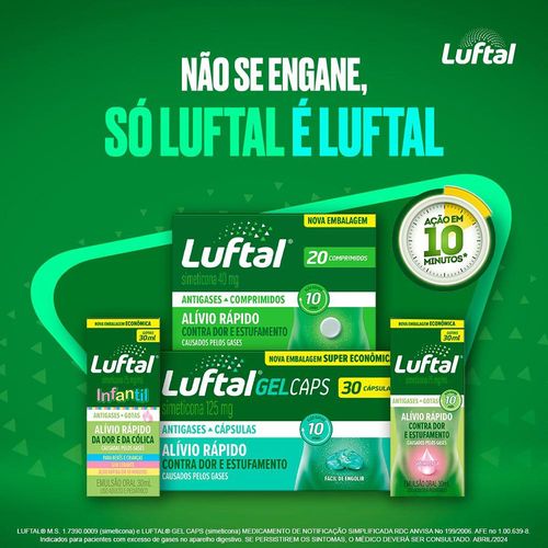 Luftal Gel Caps 125mg Caixa 30 Cápsulas Gelatinosas