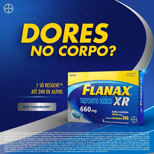 Flanax XR 660mg Caixa 8 Comprimidos Revestidos