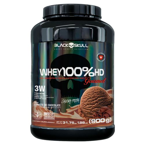 Whey Protein 100% HD Black Skull Gourmet Sorvete de Chocolate 900g