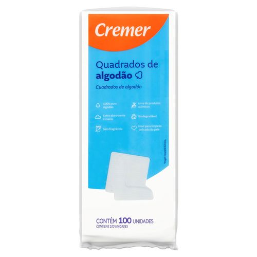 Algodão Cremer Baby Quadrado 100 Unidades