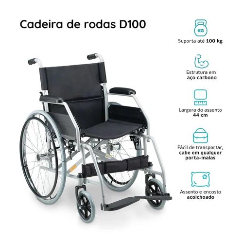 Cadeira de Rodas em Aço Dobrável D100 Dellamed