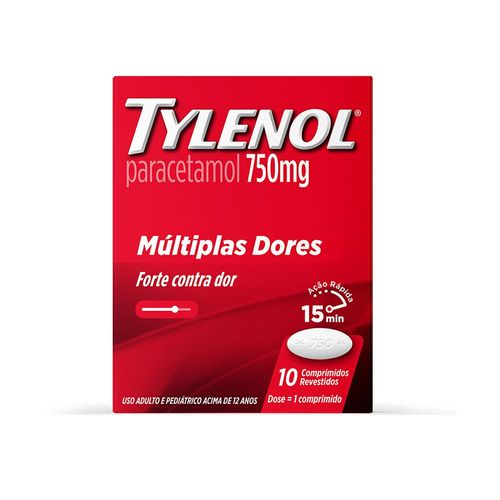 Tylenol 750mg Caixa 10 Comprimidos Revestidos
