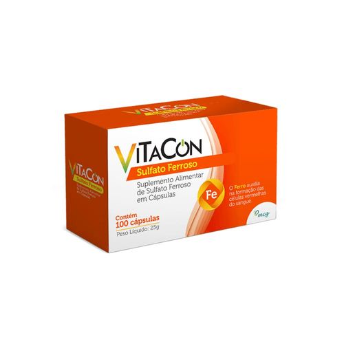 Vitacon Sulfato Ferroso 93mg 100 Cápsulas