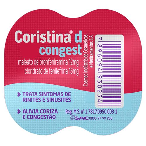 Coristina D Congest Blíster Comprimidos Revestidos Liberação Prolongada