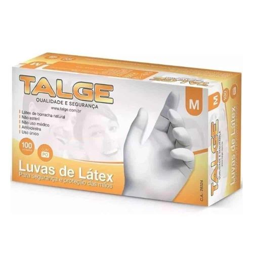 Luva Látex Talge M Com Pó Caixa 100 Unidades