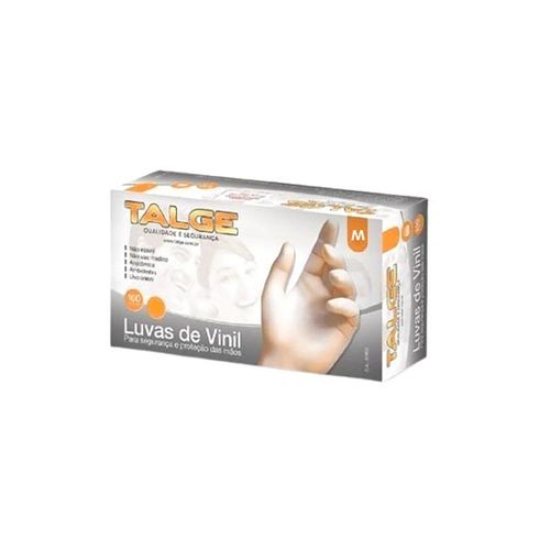 Luva Vinil Talge M Com Pó Caixa 100 Unidades