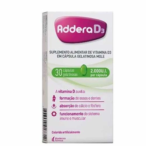Addera D3 2000UI Caixa 30 Cápsulas Gelatinosas