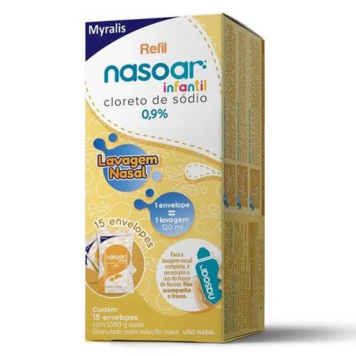 Nasoar Infantil Refil 15 Envelopes Granulado para Solução de Uso Nasal 1,080g