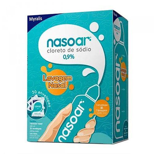 Nasoar 1 Frasco 240ml + 30 Envelopes Granulado para Solução de Uso Nasal 2,160g