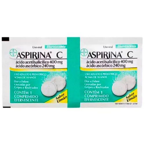 Aspirina C Sabor Limão Envelope 2 Comprimidos Efervescentes