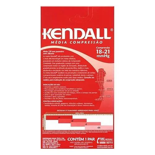 Meia Kendall Média Compressão 7/8 Com Silicone Sem Ponteira Mel Tamanho G