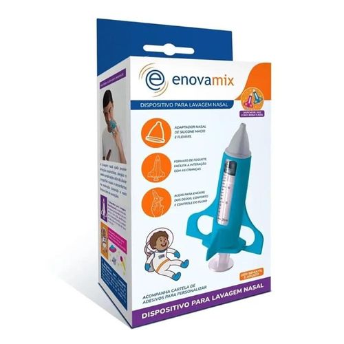 Dispositivo + Adaptador de Silicone Azul para Lavagem Nasal Enovamix