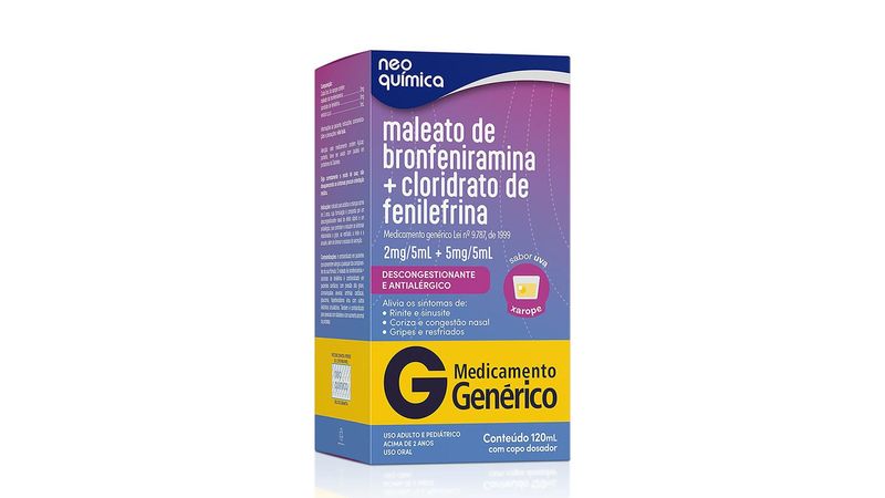 Maleato-Bronfeniramina-0,4mg/ml-+-Cloridrato-Fenilefrina-1mg/ml-Neo-Química-Genérico-Gotas-Frasco-12