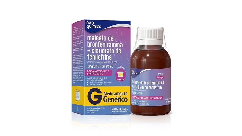 Maleato-Bronfeniramina-0,4mg/ml-+-Cloridrato-Fenilefrina-1mg/ml-Neo-Química-Genérico-Gotas-Frasco-12