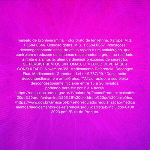 Maleato Bronfeniramina 2mg/ml + Cloridrato Fenilefrina 2,5mg/ml Neo Química Genérico Gotas Frasco 20ml