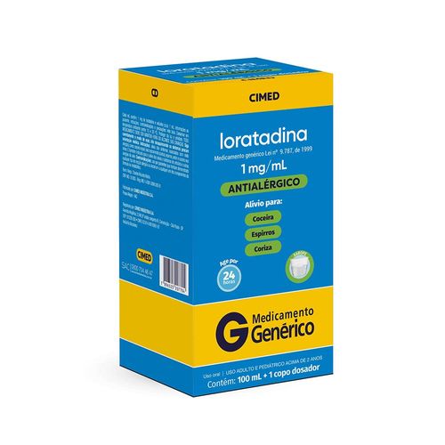 Loratadina 1mg/ml Cimed Genérico Xarope Frasco 100ml